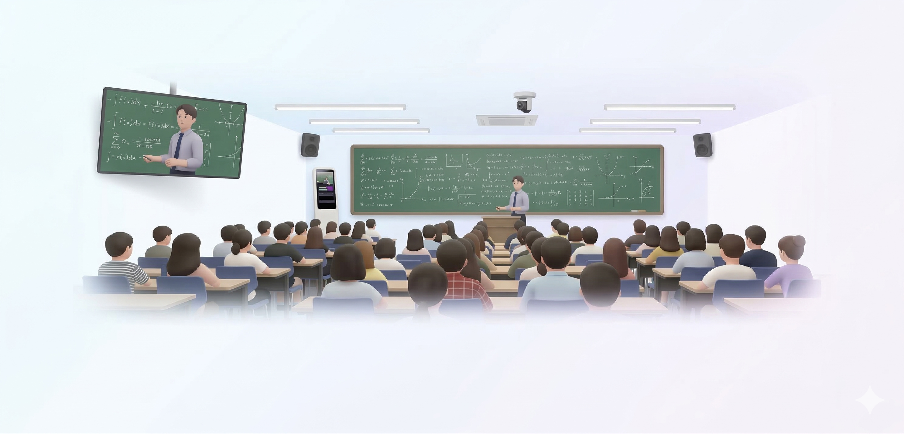 교실 장면과 장비 연동 화면